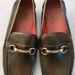 Men's Elegant Brown Loafers with Gold Detailing